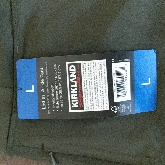 Kirkland Signature Ladies Ankle Pants Stretch Pull On Green L NWT - Picture 3 of 5